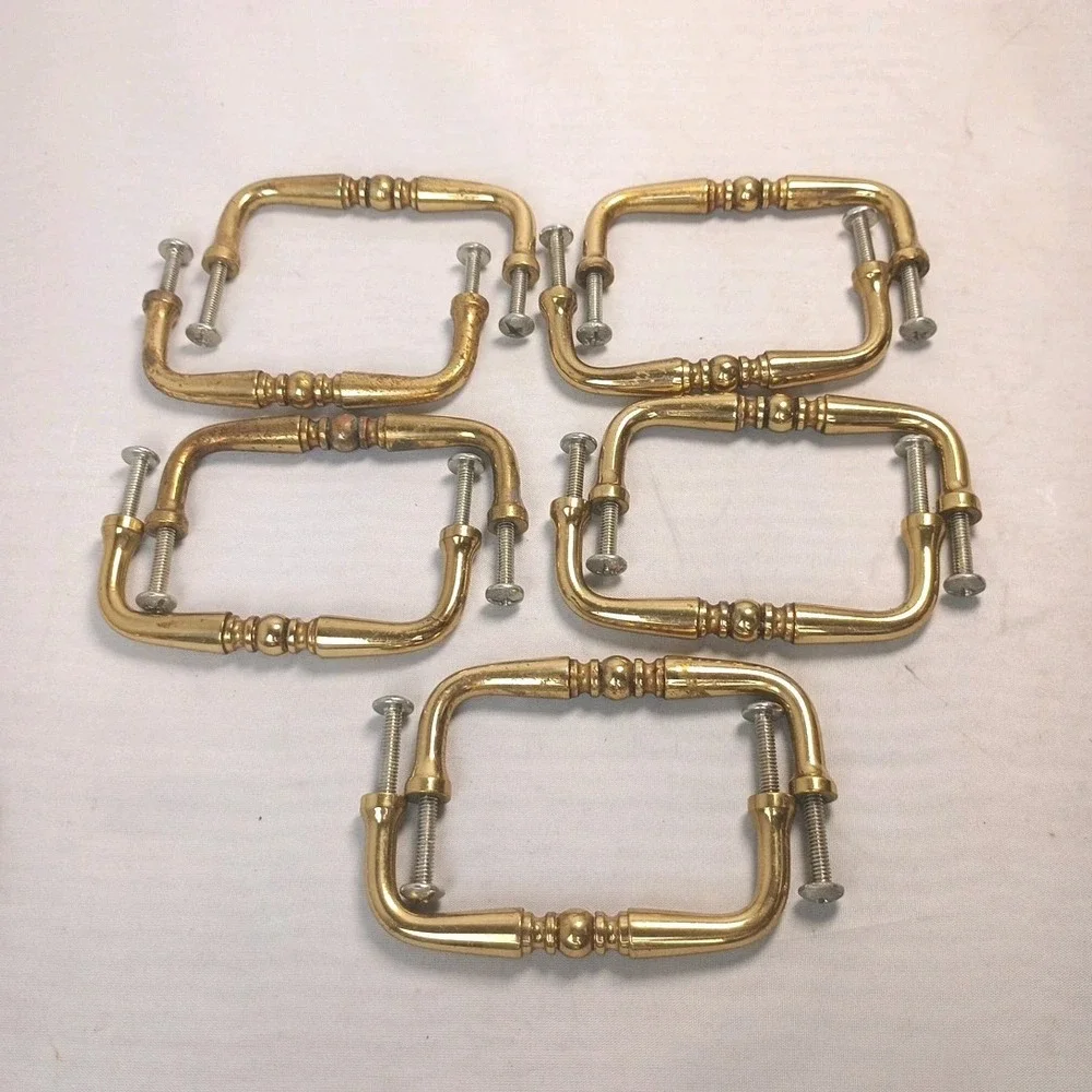Lot of 10 Solid Brass Wire Cabinet Drawer Pull Handle 3.5